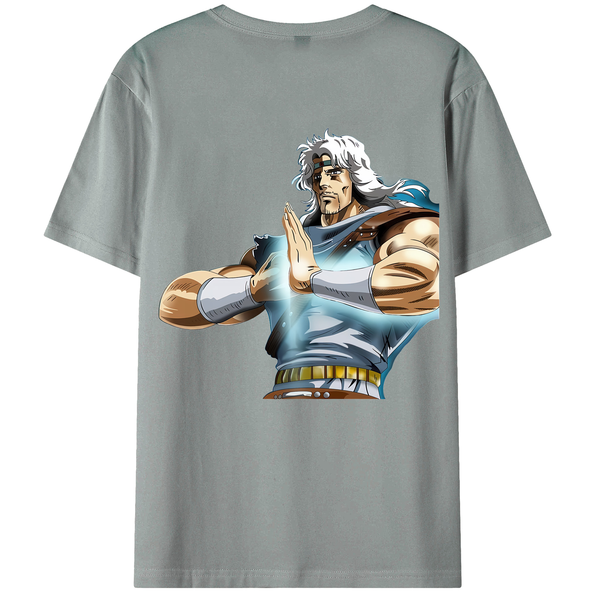 （画像用） 北斗の拳 Fist of the North Star 綿100％ メンズ半袖Tシャツ（バックプリント） 通気性